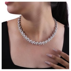 Collar de diamantes naturales de 33,51 quilates de oro blanco de 18 quilates con claridad SI y color HI