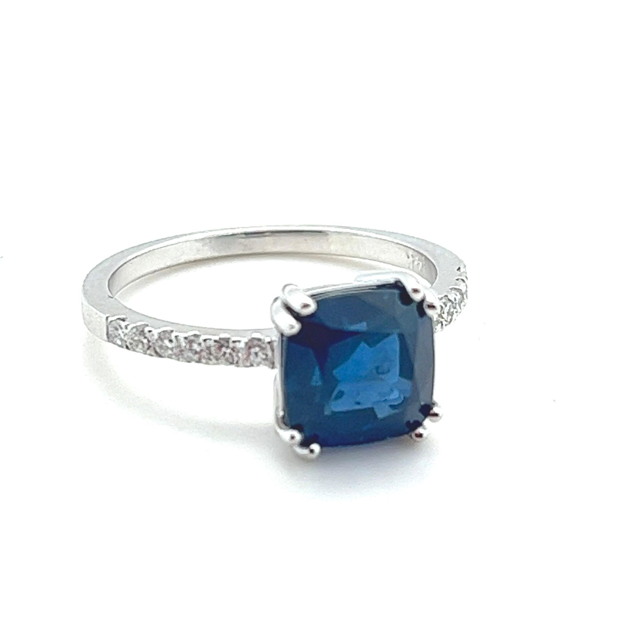 Natural 3.39 carat Sapphire Diamond Gemstone Ring For Sale 2