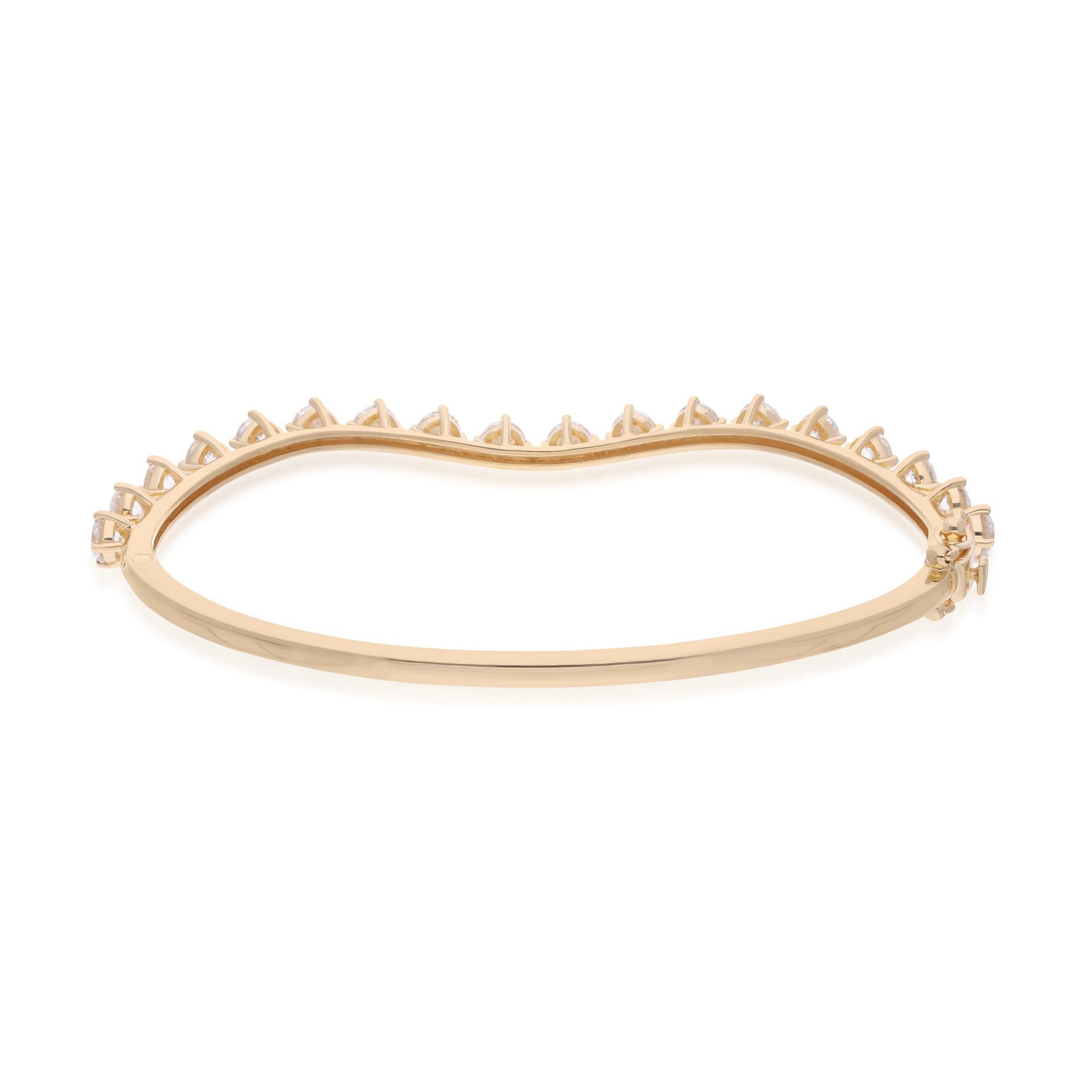 Natürlicher 3,4 Karat SI Reinheit HI Farbe Diamant 14 Karat Gelbgold Manschettenarmband (Rundschliff) im Angebot