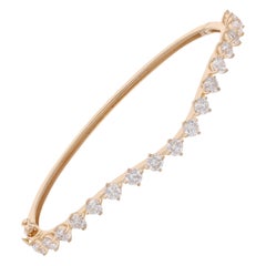 Natural 3.4 Carat SI Clarity HI Color Diamond 14 Karat Yellow Gold Cuff Bracelet
