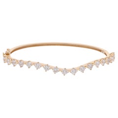 Bracelet manchette en or jaune 14 carats Nature 3.4 Carat SI Clarity HI Color Diamond