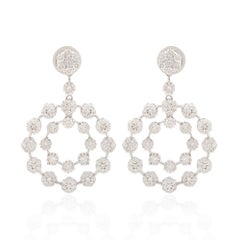 Natürliche 3,40 Karat Pavé-Diamant-Ohrringe aus massivem 14k Weißgold-Schmuck