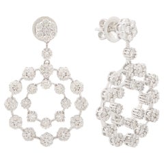 Orecchini pendenti con diamanti naturali da 3,40 carati in oro bianco massiccio 14k