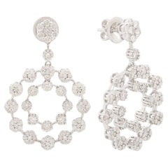 Natürliche 3,40 Karat Pavé-Diamant-Ohrringe aus massivem 14k Weißgold-Schmuck