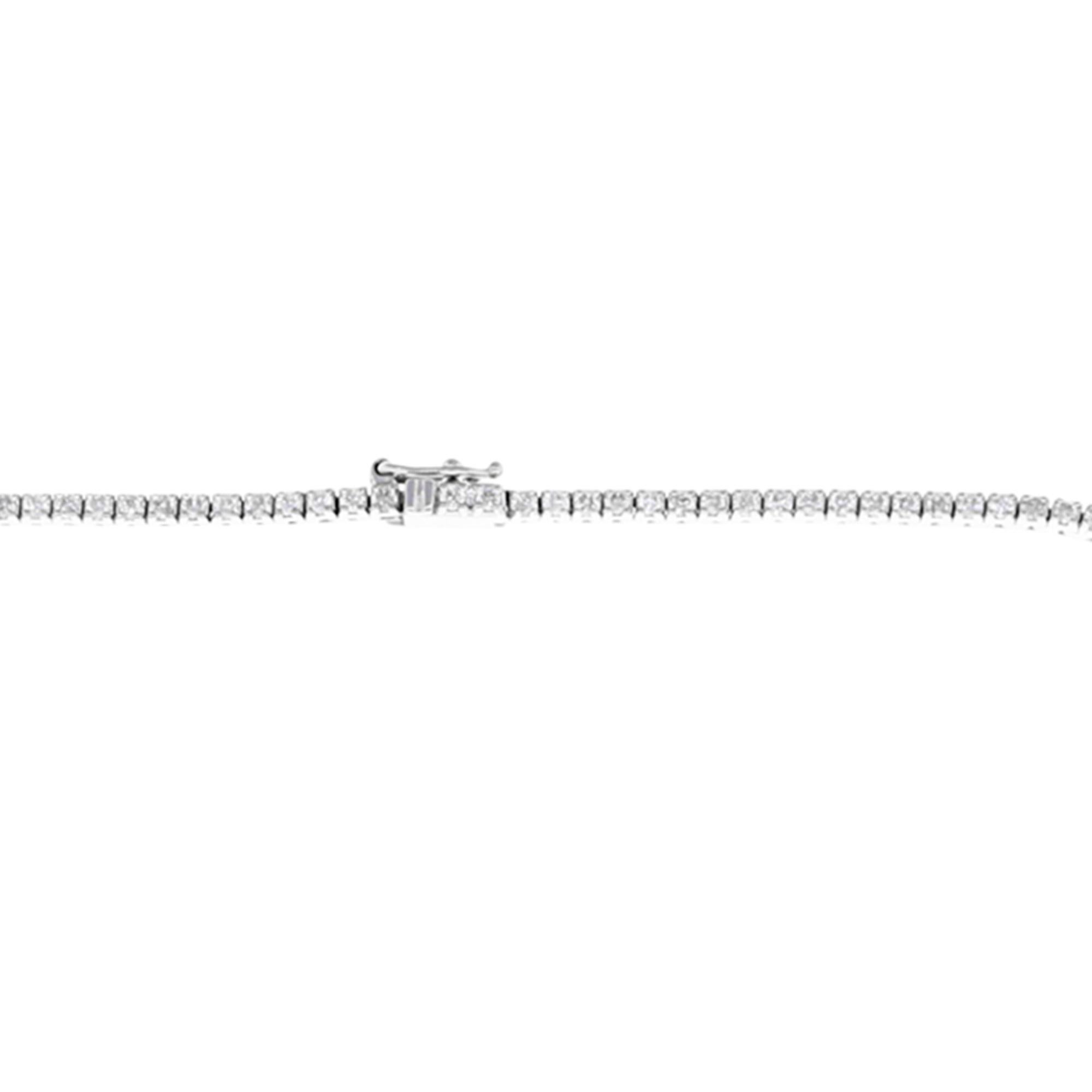 Natural 3.40 Carat SI Clarity HI Color Diamond Tennis Necklace 10k White Gold In New Condition For Sale In Diera, Dubai