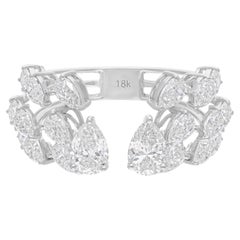 Anillo puño de diamantes naturales en forma de pera de 3,40 quilates SI/H Joyas de oro blanco de 14 quilates