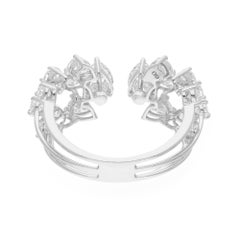 Natural 3.40 Carat SI/H Pear Shape Diamond Cuff Ring 18 Karat White Gold Jewelry