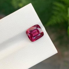 Natural 3.45 Carat Faceted Maroon Pink Tourmaline Cushion Shape Gem
