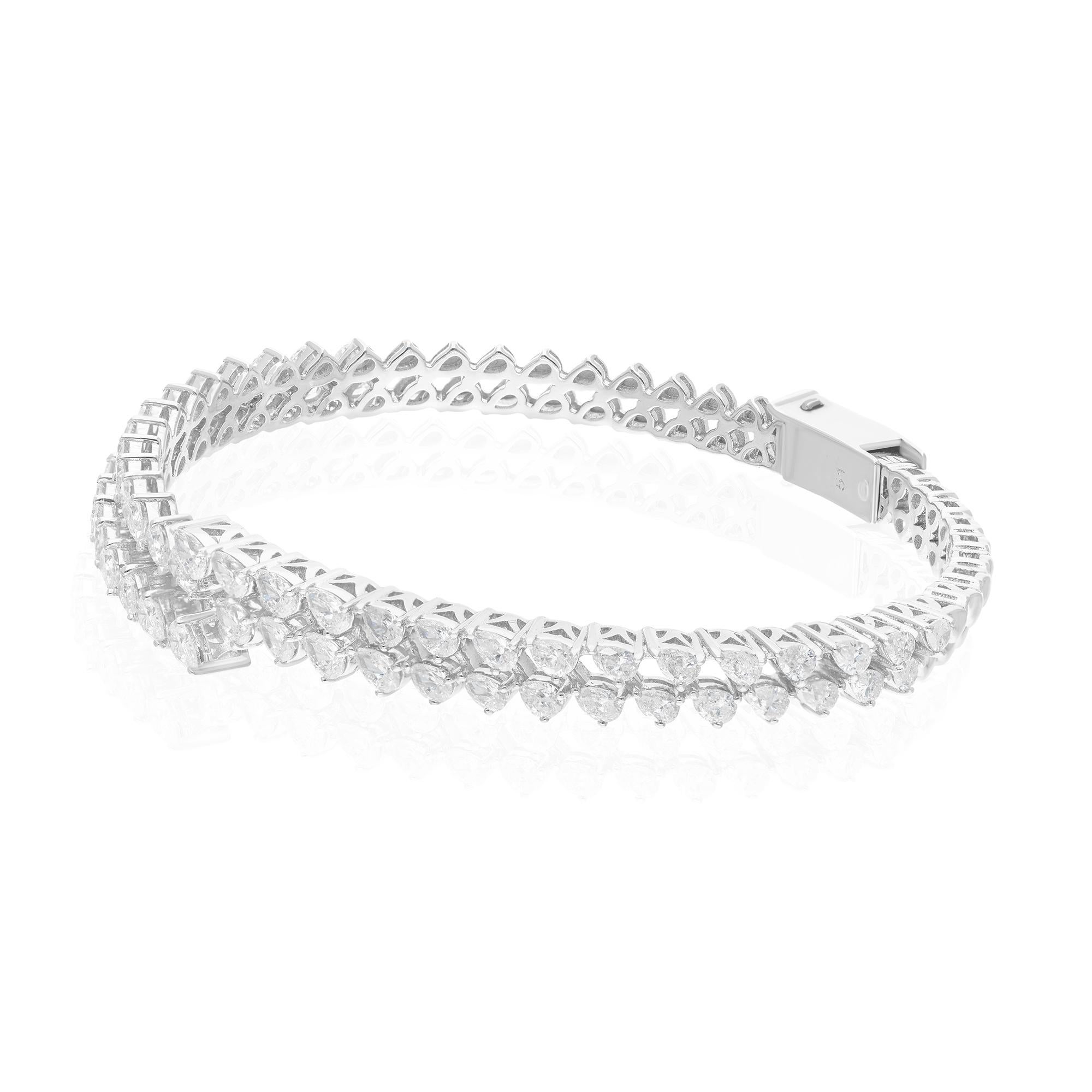 Modern Natural 3.45 Carat Pear Diamond Cuff Bangle Bracelet 14 Karat White Gold Jewelry For Sale
