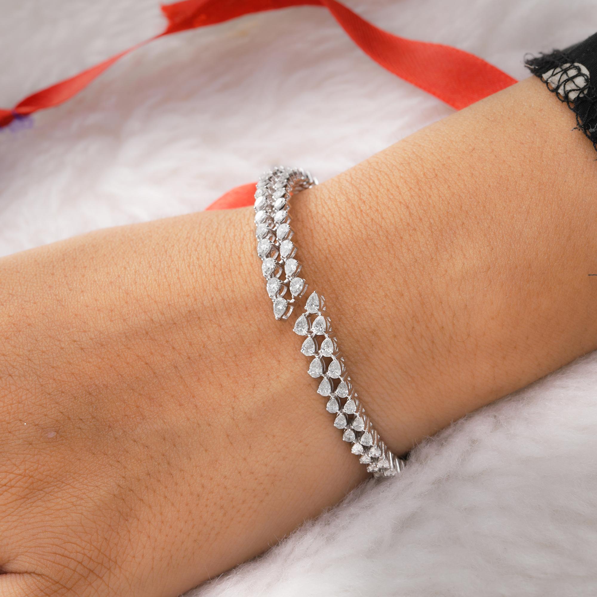 Natural 3.45 Carat Pear Diamond Cuff Bangle Bracelet 14 Karat White Gold Jewelry For Sale 2