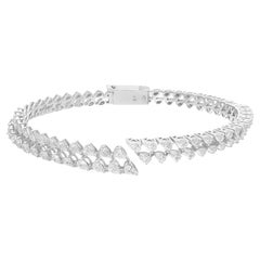 Bracciale a bracciale con diamante naturale a pera da 3,45 carati in oro bianco 14 carati