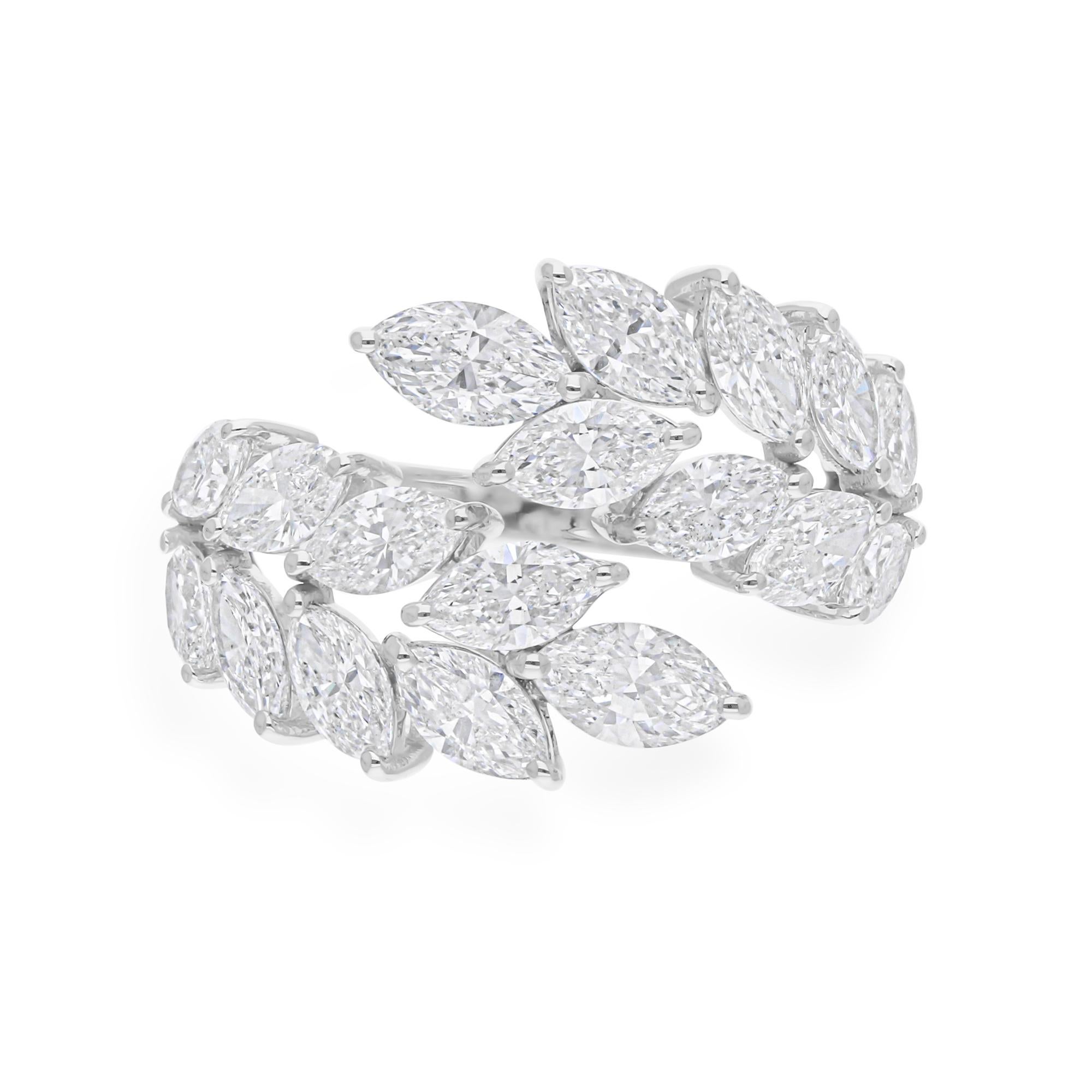 Nature 3.45ct Diamond Leaf Wrap Ring 14 Karat White Gold Women Wedding Gift