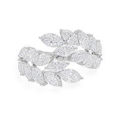 Nature 3.45ct Diamond Leaf Wrap Ring 14 Karat White Gold Women Wedding Gift