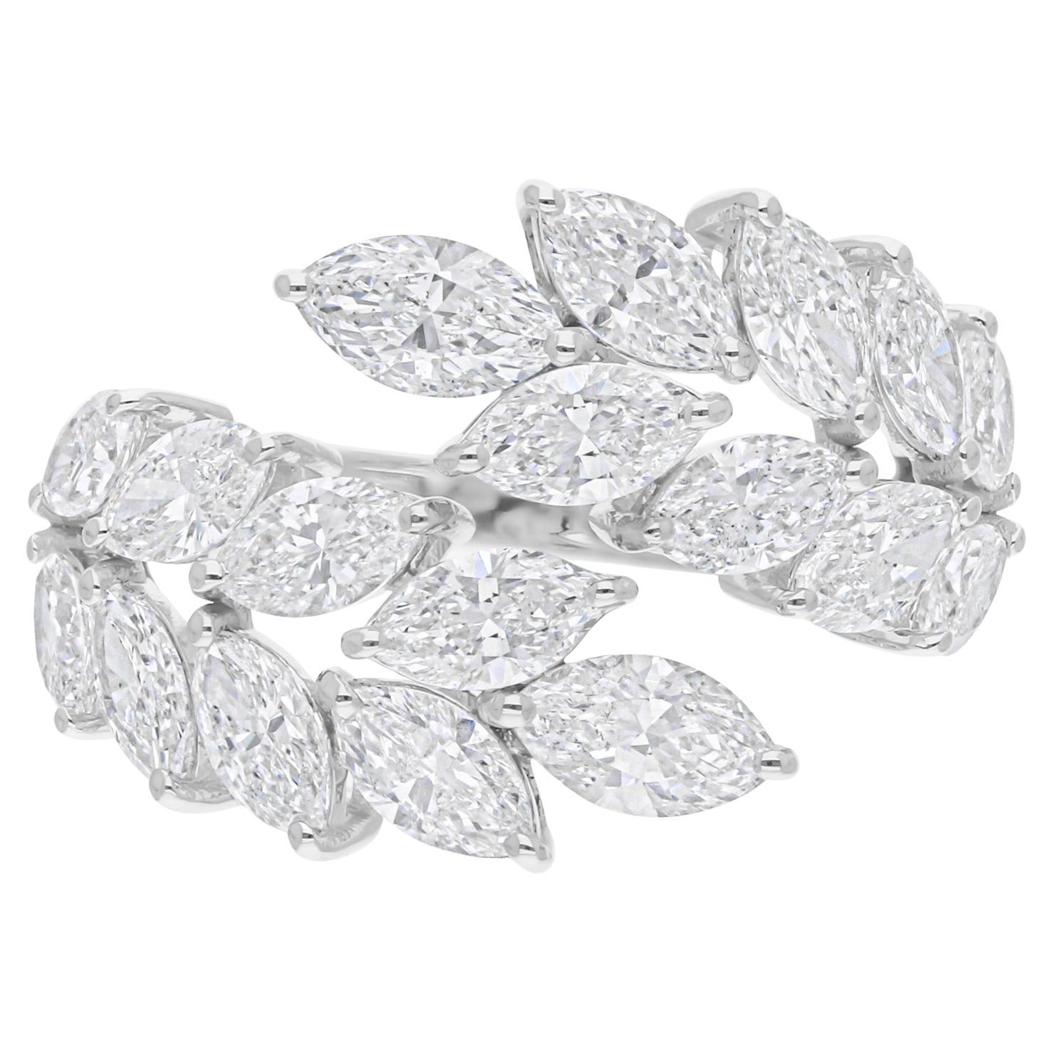 Nature 3.45ct Diamond Leaf Wrap Ring 18 Karat White Gold Women Wedding Gift
