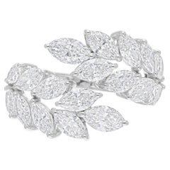 Nature 3.45ct Diamond Leaf Wrap Ring 18 Karat White Gold Women Wedding Gift