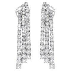 Natürliche 3,46 Karat runde Diamant-Ohrringe mit drei Linien aus 14 Karat Weißgold-Schmuck