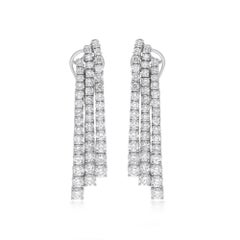 Orecchini a tre linee con diamanti rotondi naturali da 3,46 carati Gioielli in oro bianco 18 carati