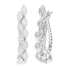 Natural 3.47 Carat SI/H Diamond Latch Back Earrings 14 Karat White Gold