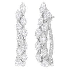 Boucles d
oreilles en or blanc 14 carats avec diamants marquises naturels de 3,47 carats SI/H