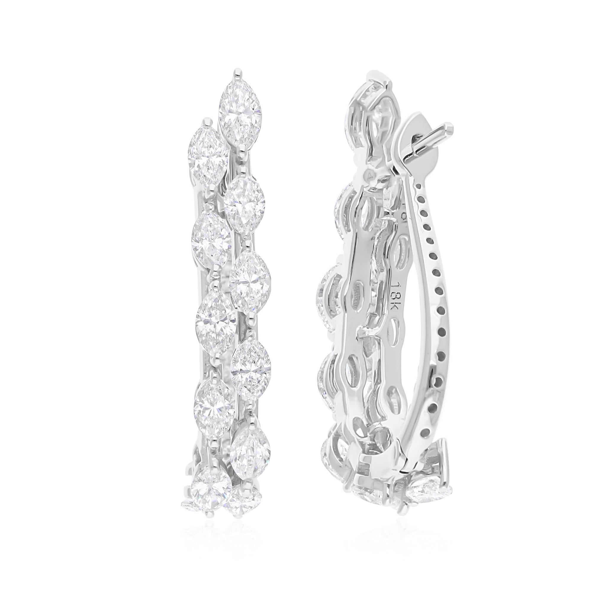 Moderne Boucles d'oreilles en or blanc 18 carats avec diamants marquises naturels de 3,47 carats SI/H en vente