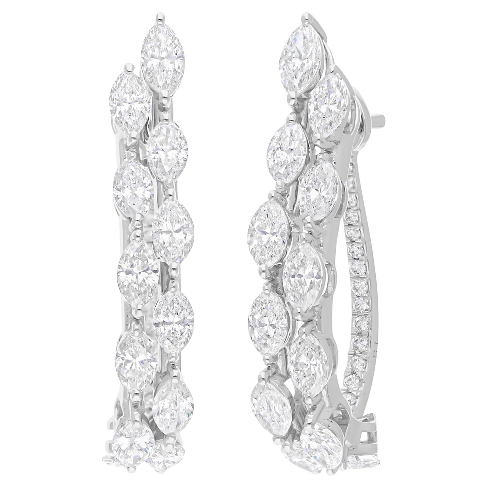 Natural 3.47 Carat SI/H Marquise Diamond Earrings 18 Karat White Gold Jewelry