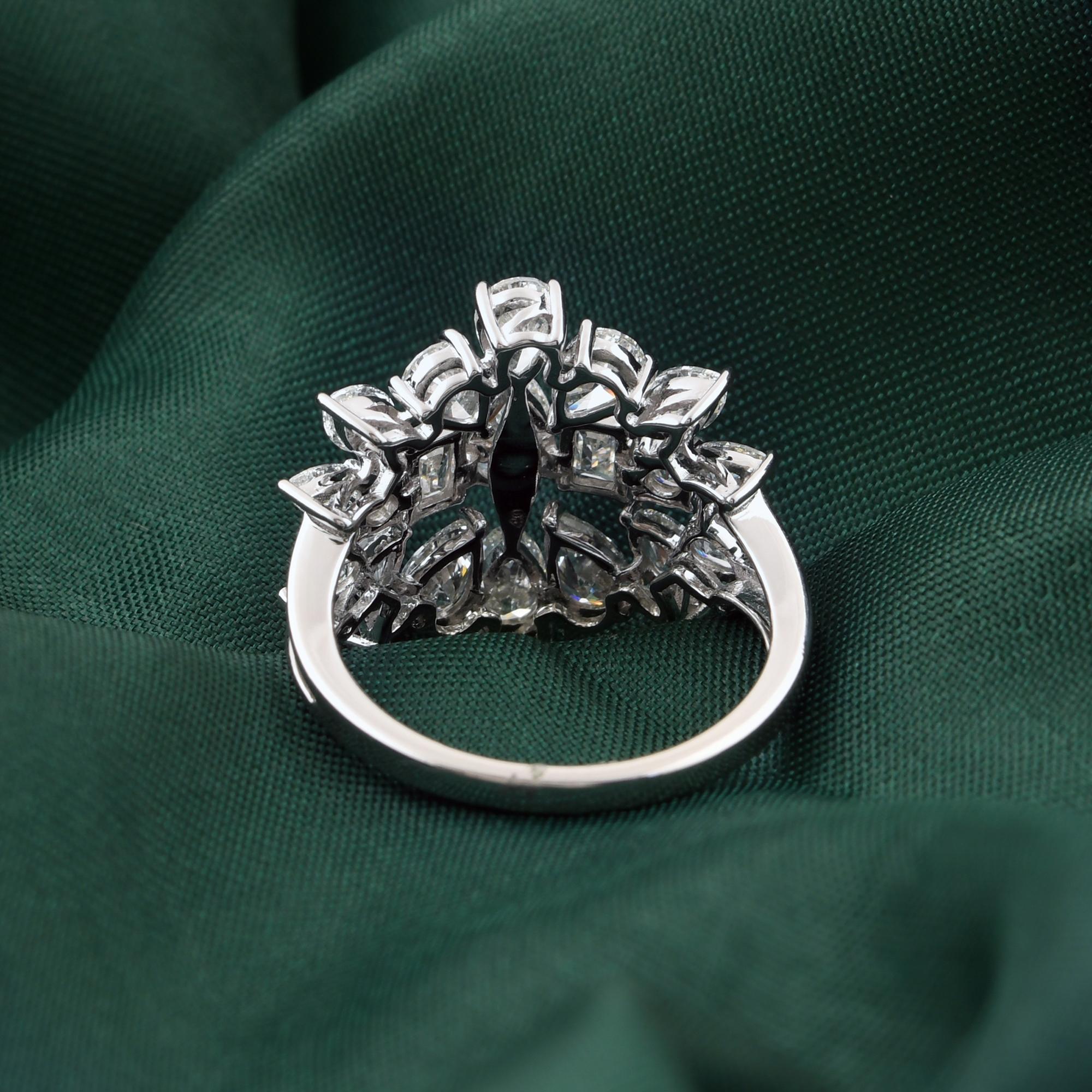 En venta: Anillo de diamantes naturales de 3,51 quilates con claridad SI y color HI Joyas de oro blanco de 18 quilates  2