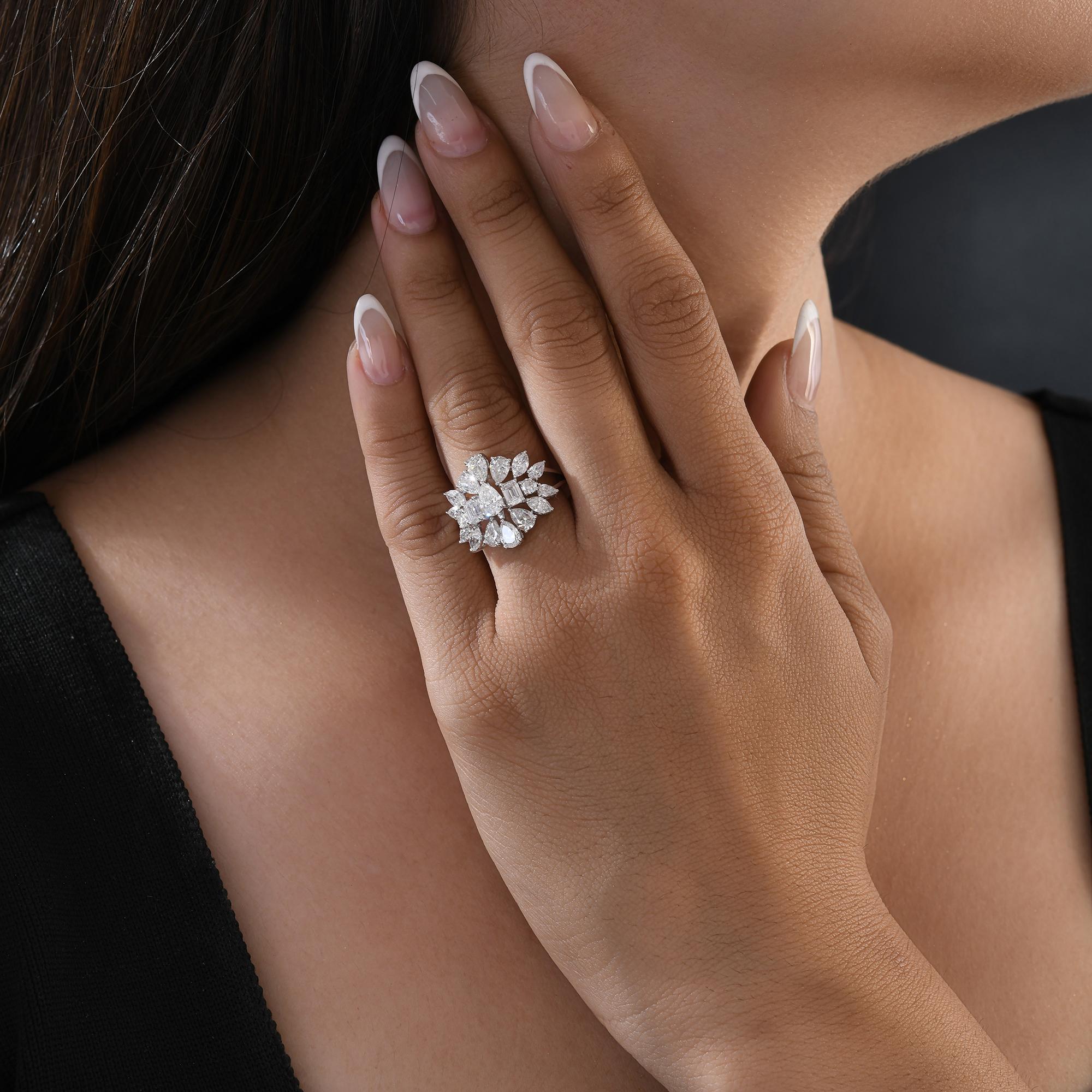 En venta: Anillo de diamantes naturales de 3,51 quilates con claridad SI y color HI Joyas de oro blanco de 18 quilates  7