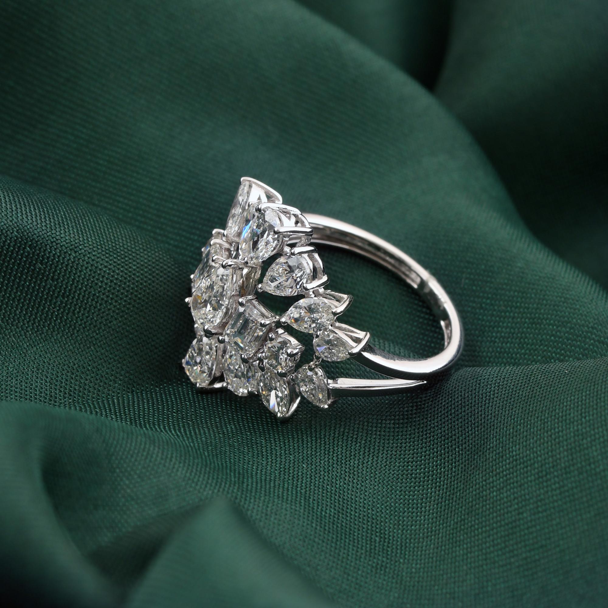 En venta: Anillo de diamantes naturales de 3,51 quilates con claridad SI y color HI Joyas de oro blanco de 18 quilates  8