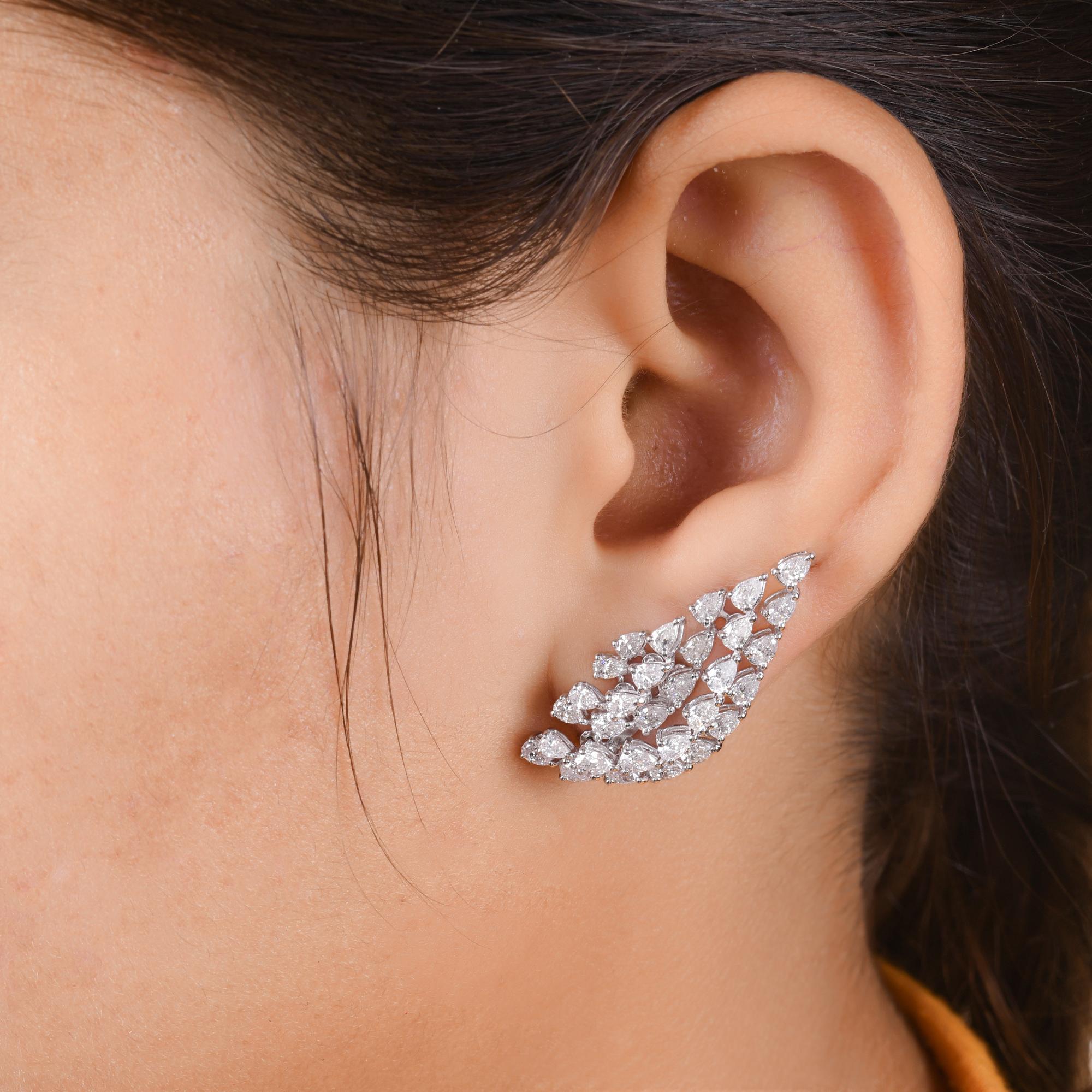 Pear Cut Natural 3.51 Carat SI/H Pear Brilliant Cut Diamond Earrings 18k White Gold For Sale