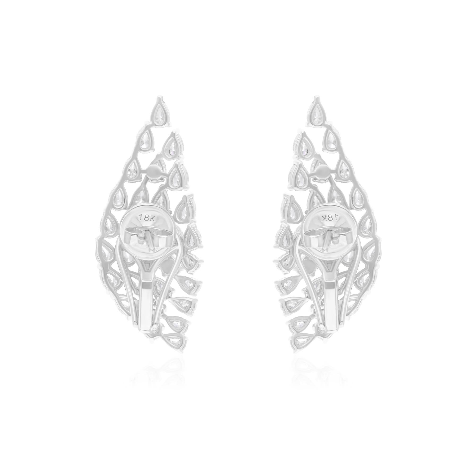 Natural 3.51 Carat SI/H Pear Brilliant Cut Diamond Earrings 18k White Gold In New Condition For Sale In Diera, Dubai