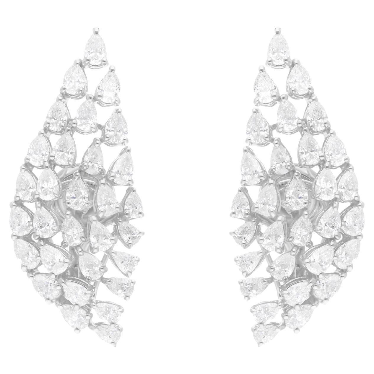 Natural 3.51 Carat SI/H Pear Brilliant Cut Diamond Earrings 18k White Gold For Sale
