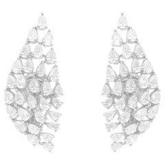 Natural 3.51 Carat SI/H Pear Brilliant Cut Diamond Earrings 18k White Gold