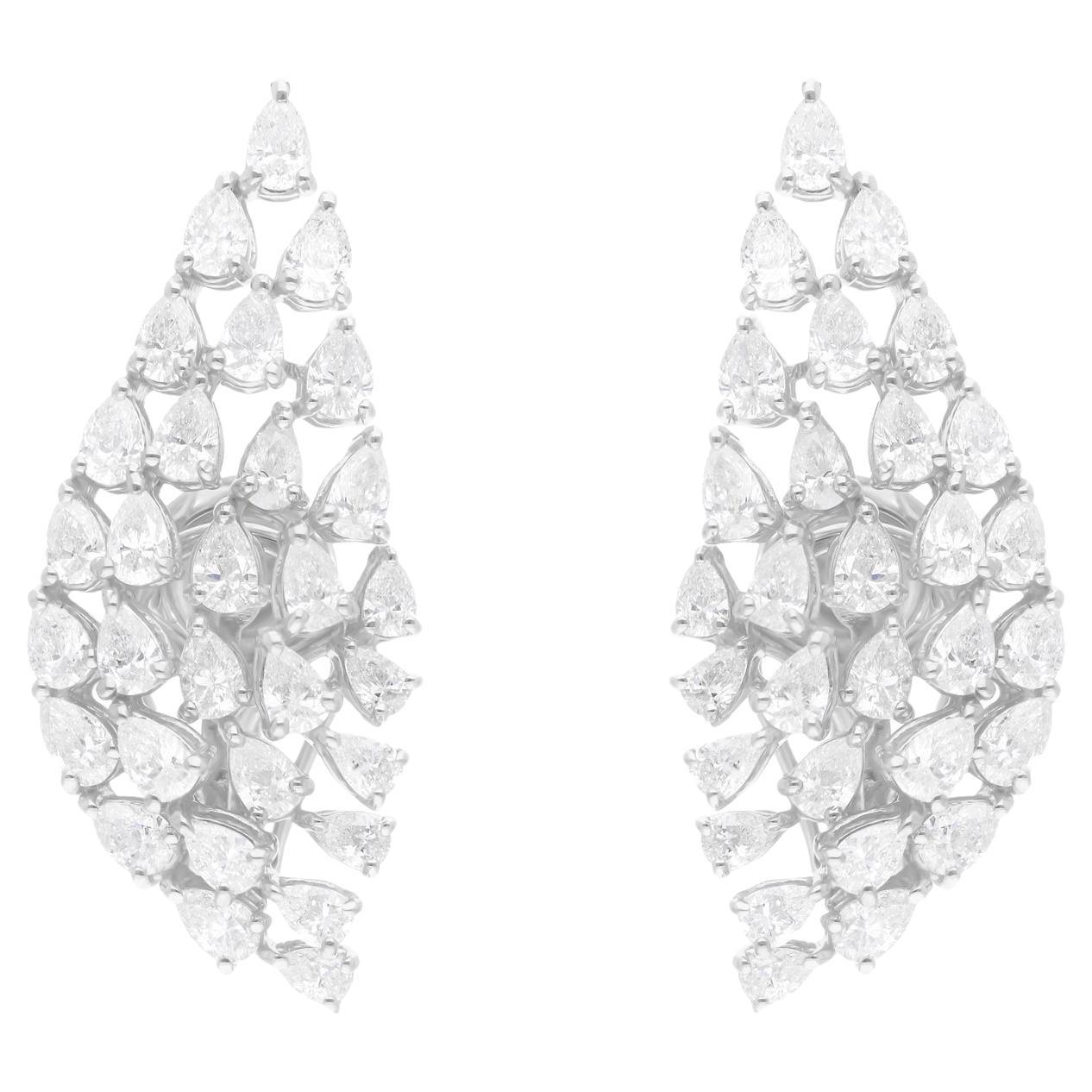 Pendientes de diamantes naturales talla pera brillante SI/H de 3,51 quilates y oro blanco de 18k