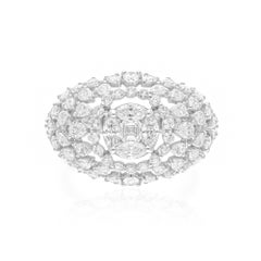 Natural 3.52 Carat SI Clarity HI Color Diamond Dome Ring 18 Karat White Gold Natural 3.52 Carat SI Clarity HI Color Diamond Dome Ring 18 Karat White Gold