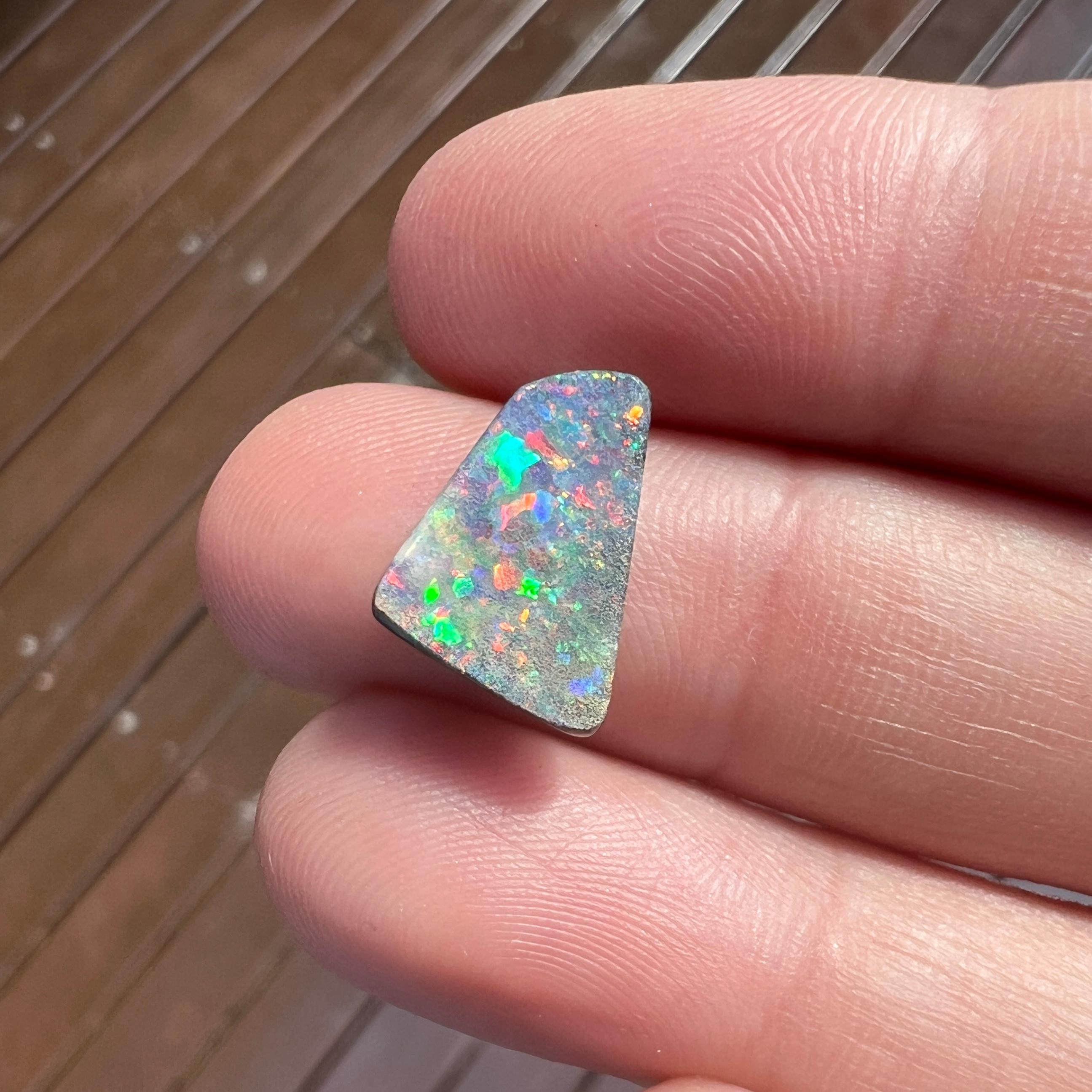 Natural 3.53 Australian pink and green boulder opal mined by Sue Cooper For Sale 5