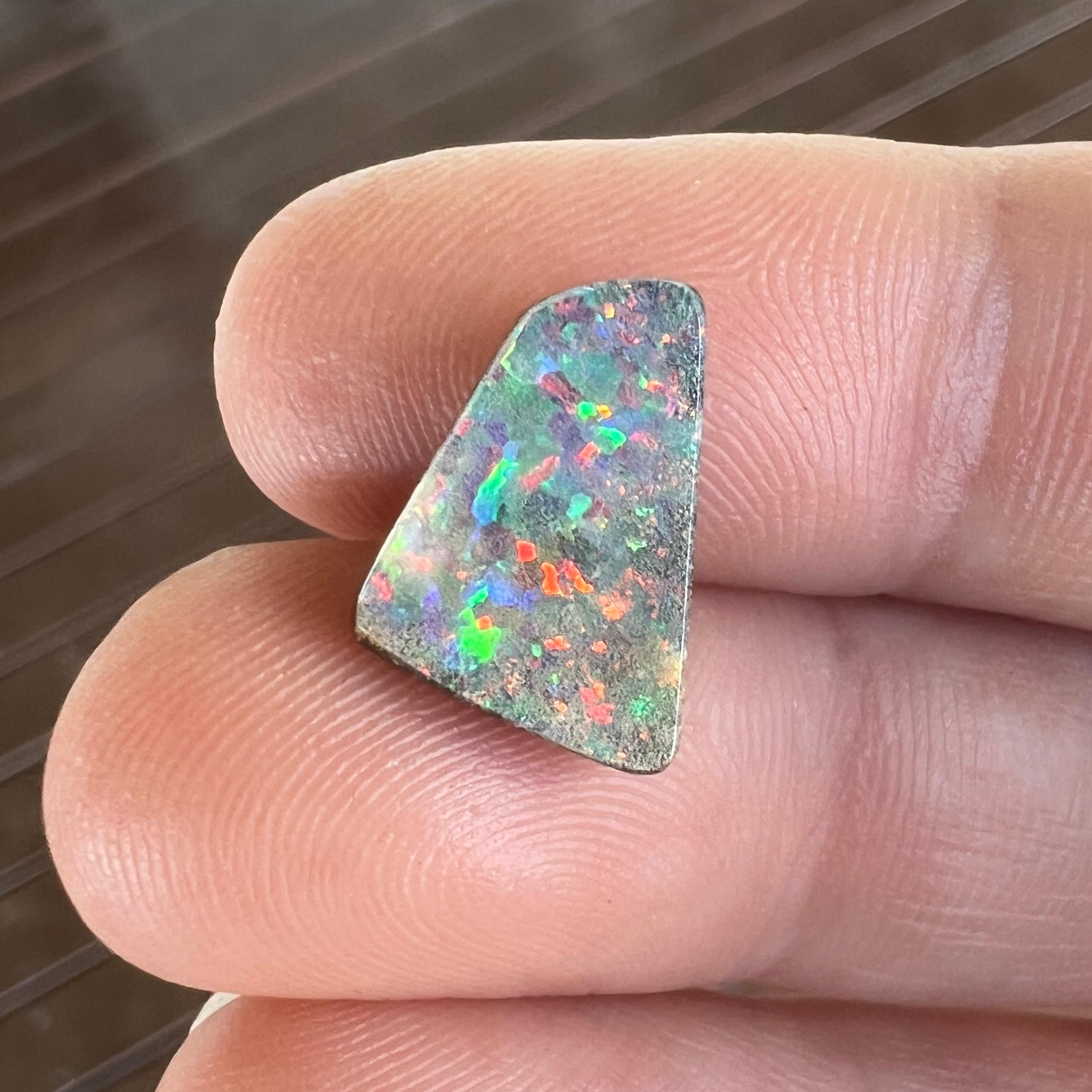 Natural 3.53 Australian pink and green boulder opal mined by Sue Cooper For Sale 7