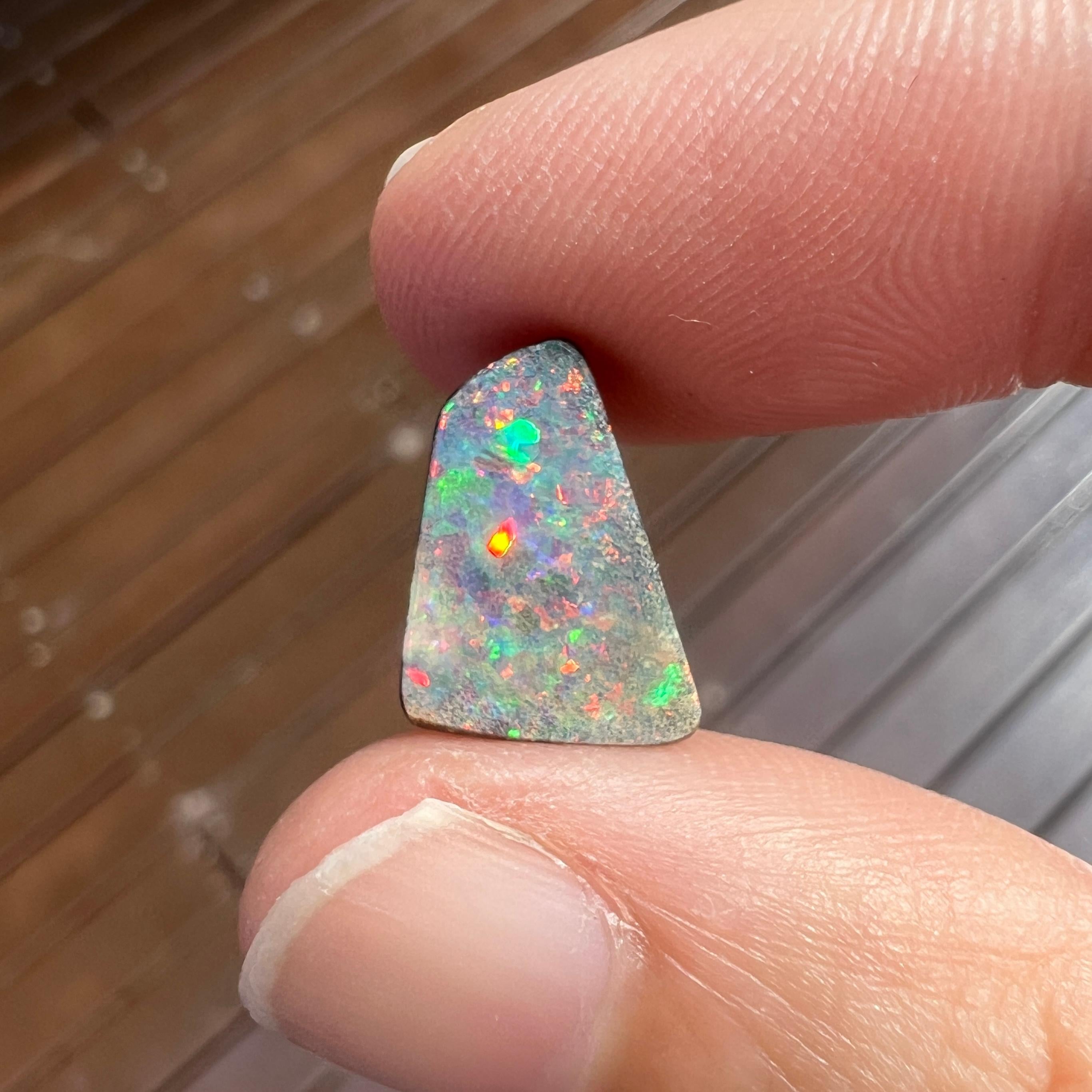 Natural 3.53 Australian pink and green boulder opal mined by Sue Cooper For Sale 1