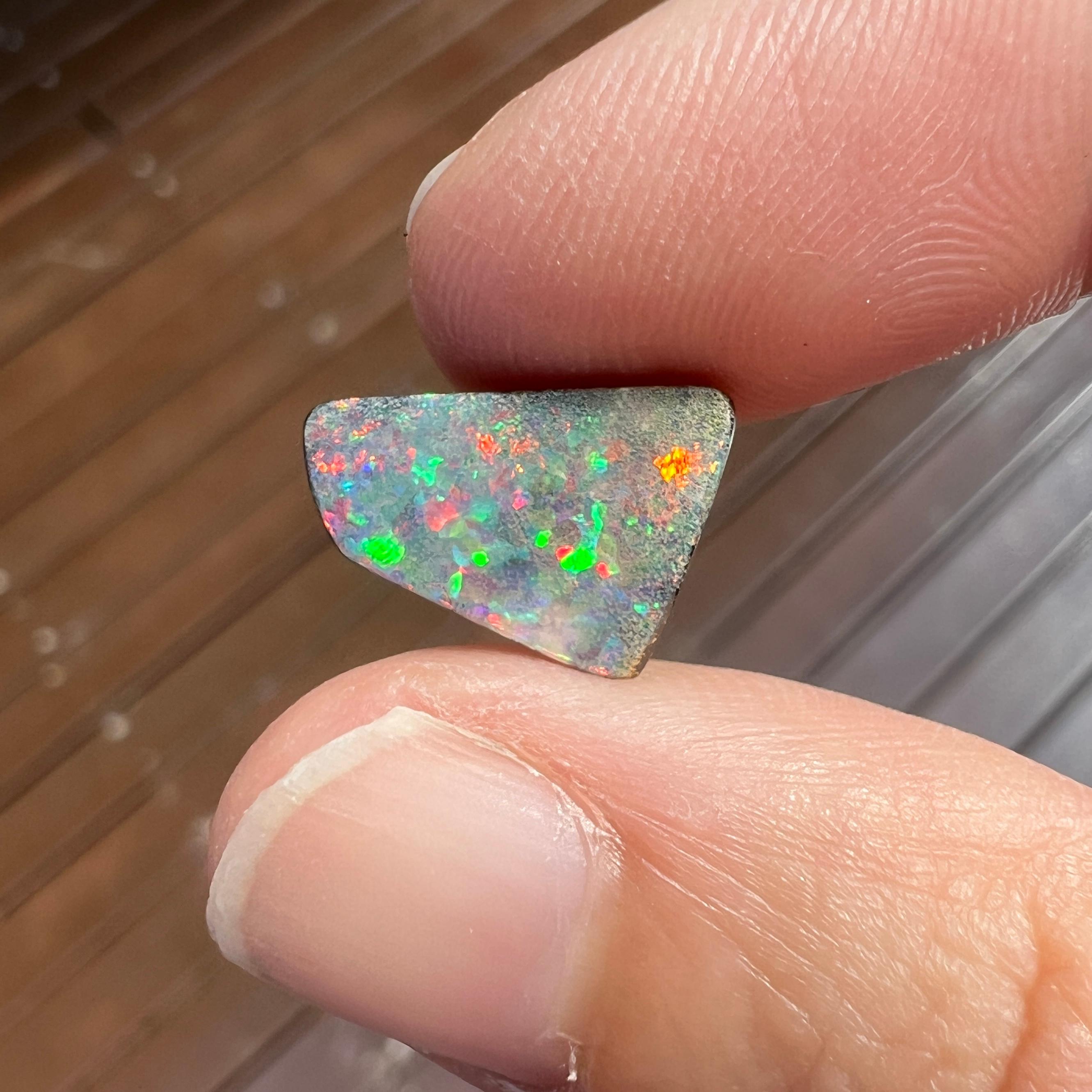 Natural 3.53 Australian pink and green boulder opal mined by Sue Cooper For Sale 2