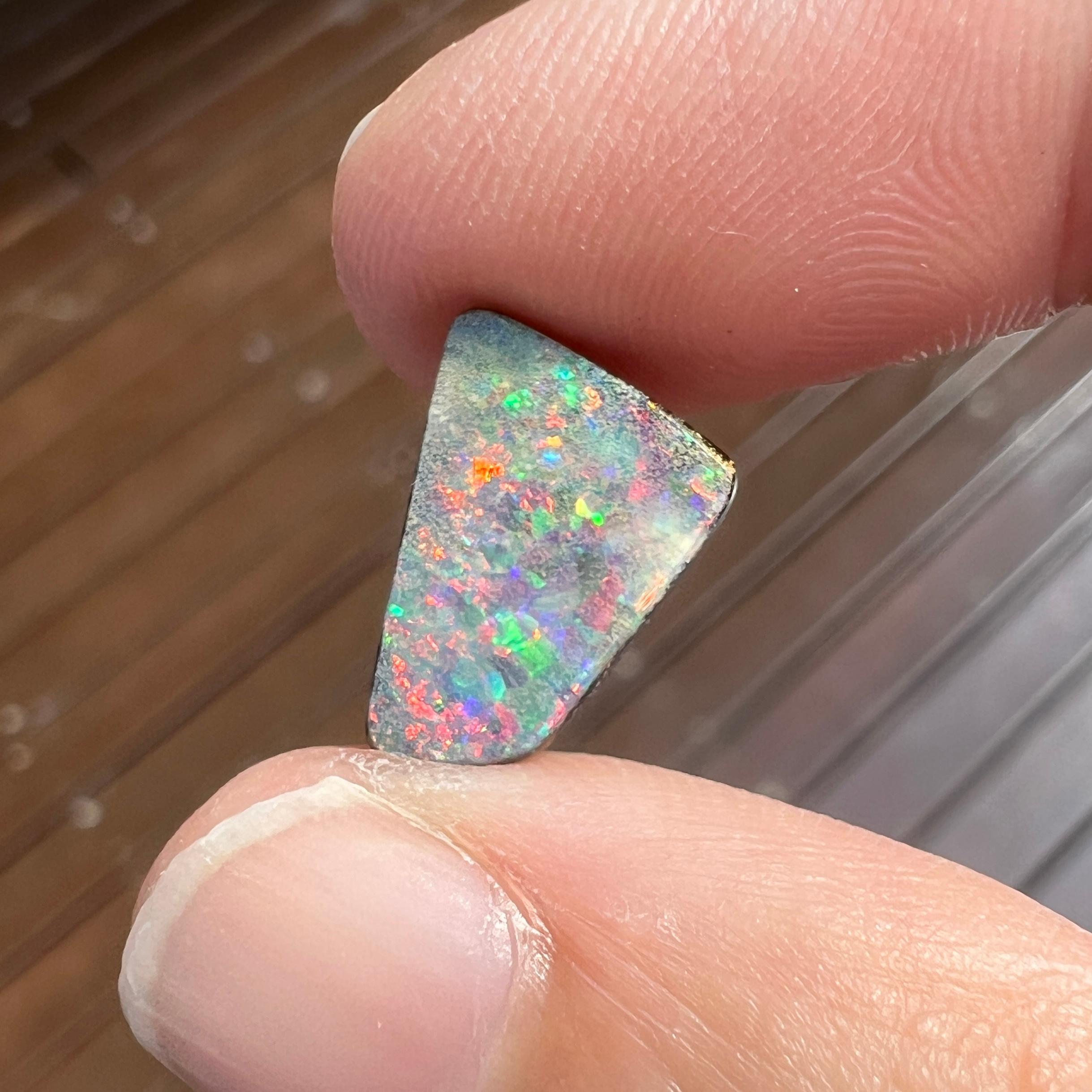 Natural 3.53 Australian pink and green boulder opal mined by Sue Cooper For Sale 3