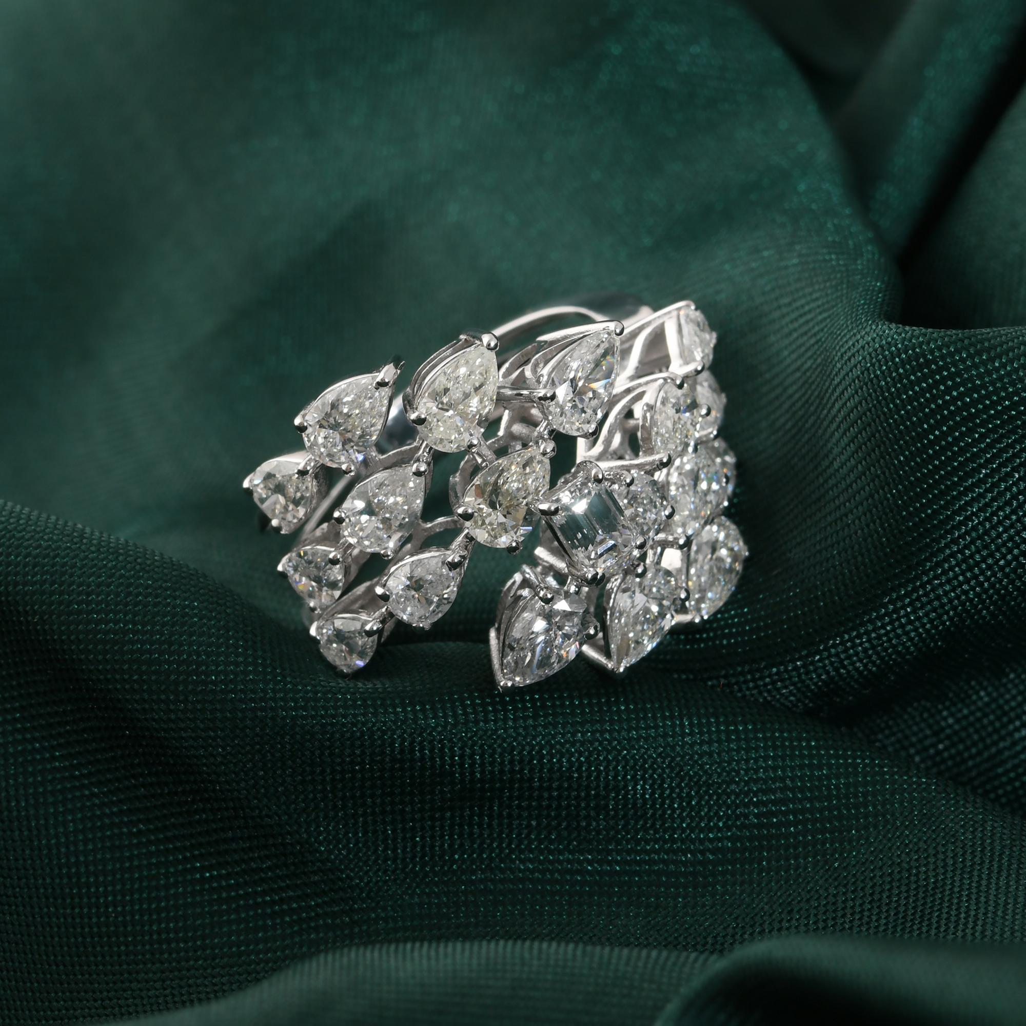 Anillo de diamantes naturales de 3,55 quilates con claridad SI y color HI Joyas de oro blanco de 18 quilates Corte pera en venta