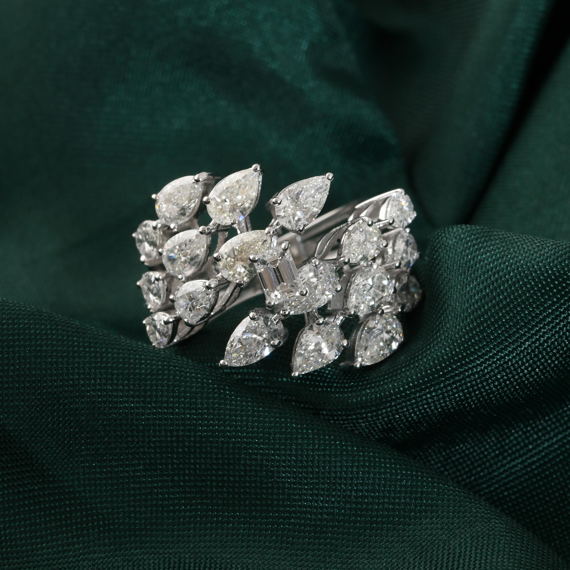 Anillo de diamantes naturales de 3,55 quilates con claridad SI y color HI Joyas de oro blanco de 18 quilates en Nuevo estado para la venta en Diera, AE