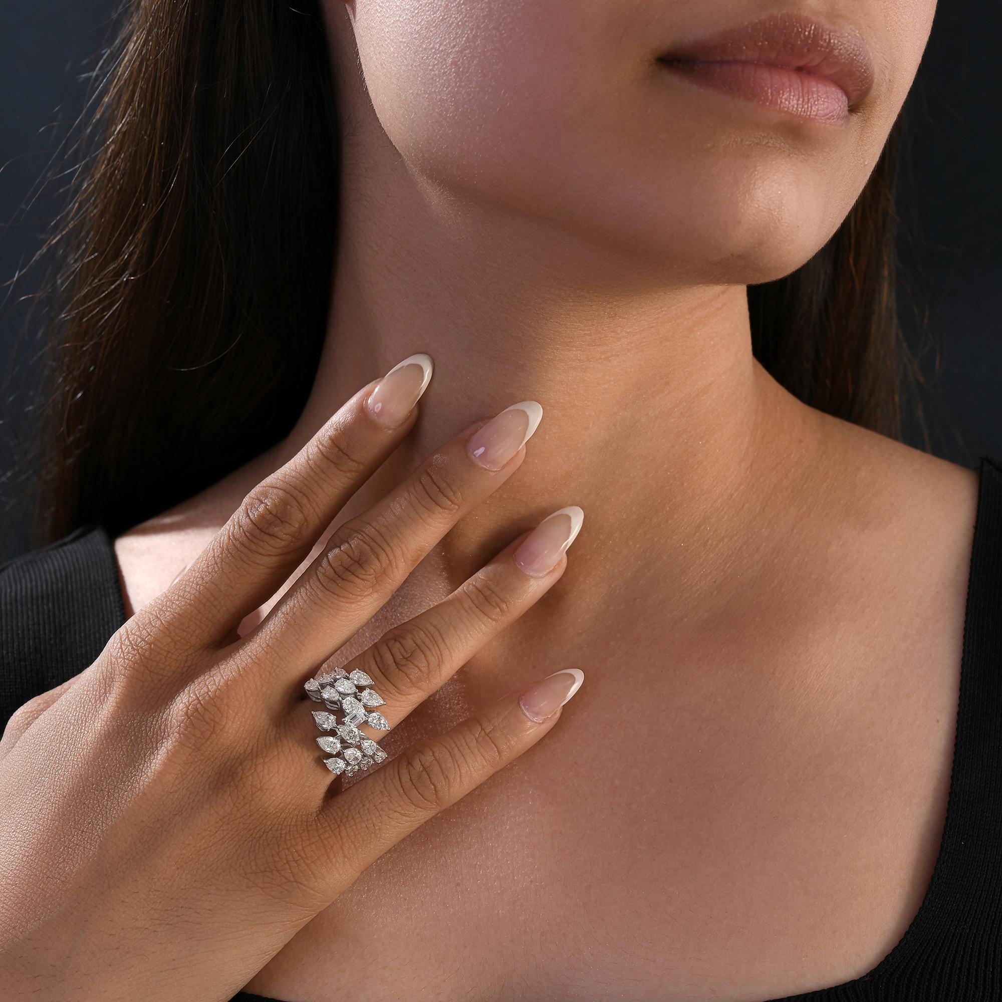 De las mujeres Anillo de diamantes naturales de 3,55 quilates con claridad SI y color HI Joyas de oro blanco de 18 quilates en venta