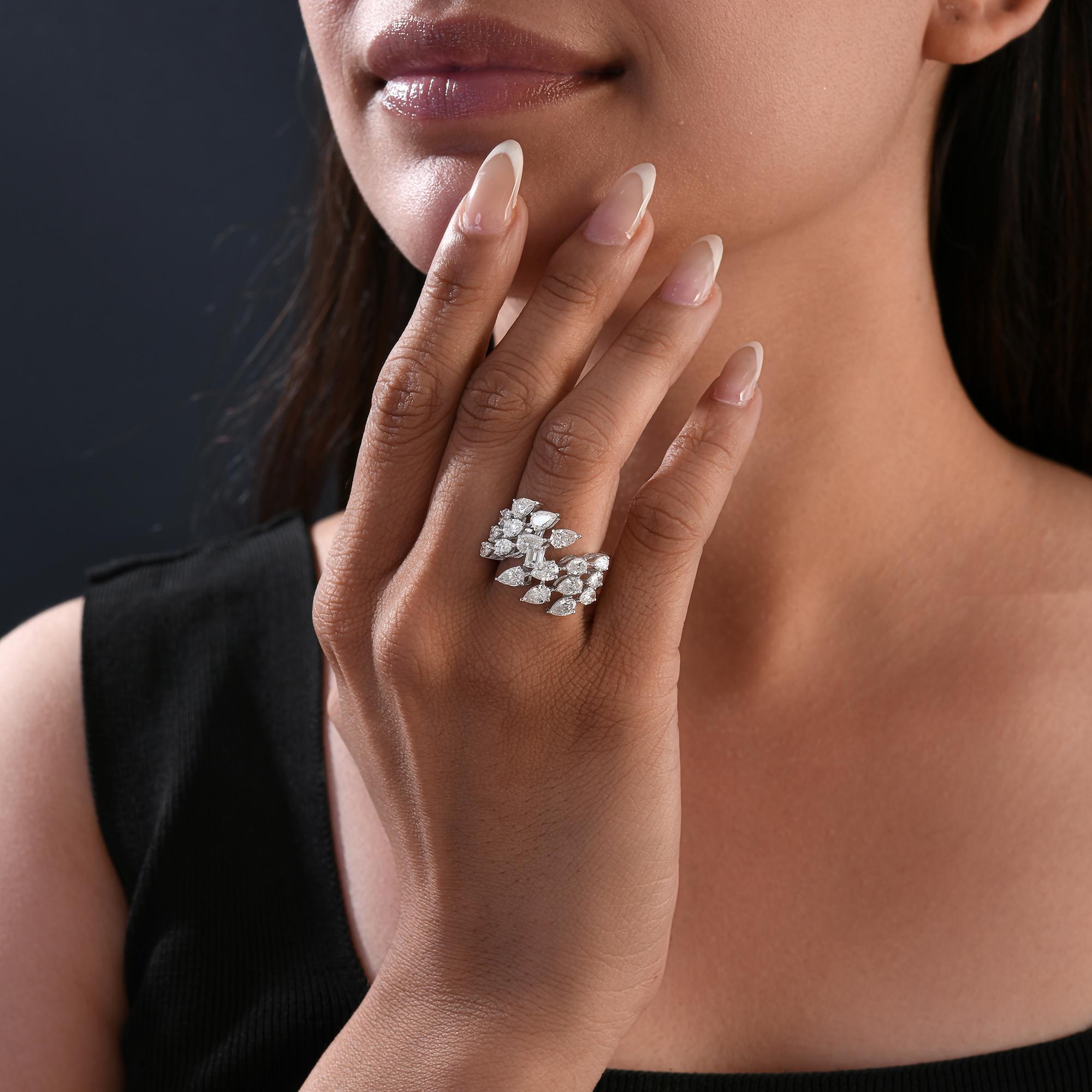 Anillo de diamantes naturales de 3,55 quilates con claridad SI y color HI Joyas de oro blanco de 18 quilates en venta 1