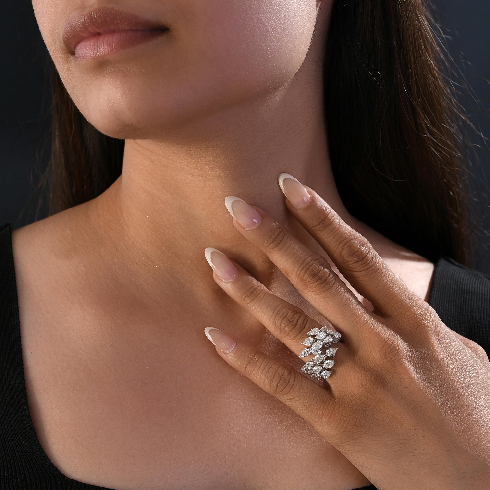 Anillo de diamantes naturales de 3,55 quilates con claridad SI y color HI Joyas de oro blanco de 18 quilates en venta 2