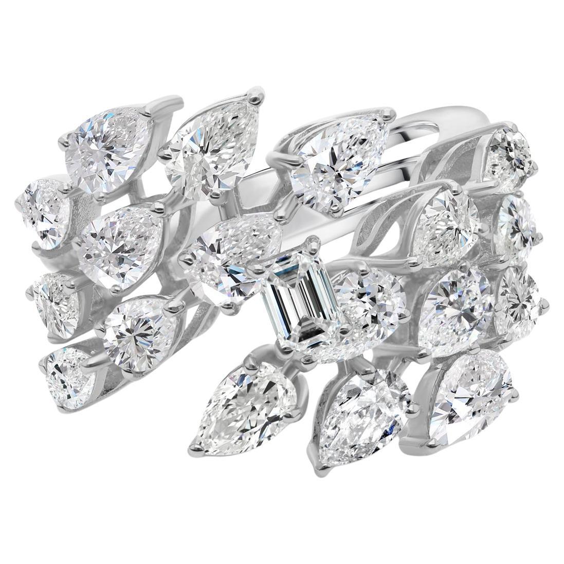 Natürlicher 3,55 Karat SI Reinheit HI Farbe Diamantring 18 Karat Weißgold Schmuck