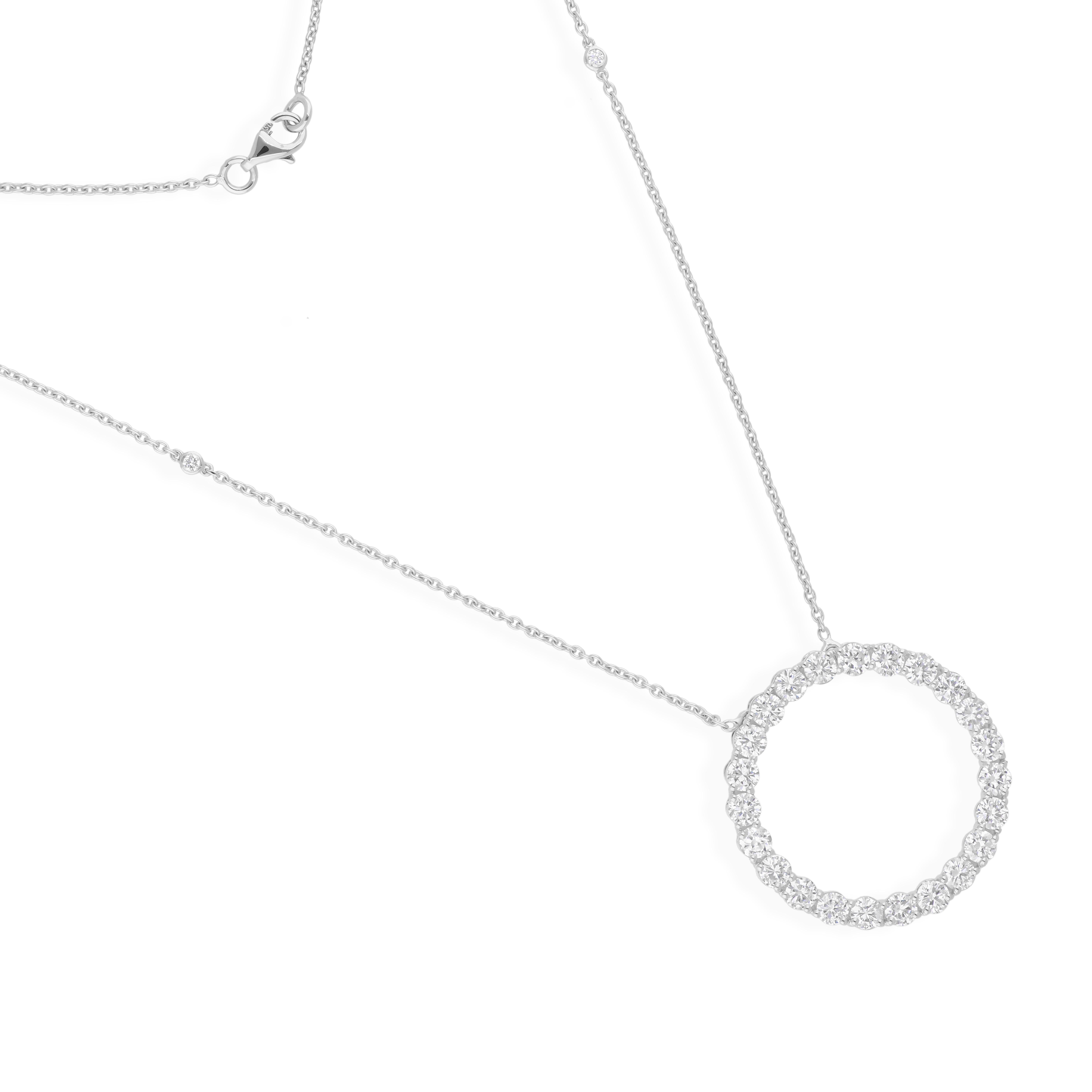 Taglio misto Collana con ciondolo a catena con diamante naturale da 3,56 carati in oro bianco 14 carati in vendita