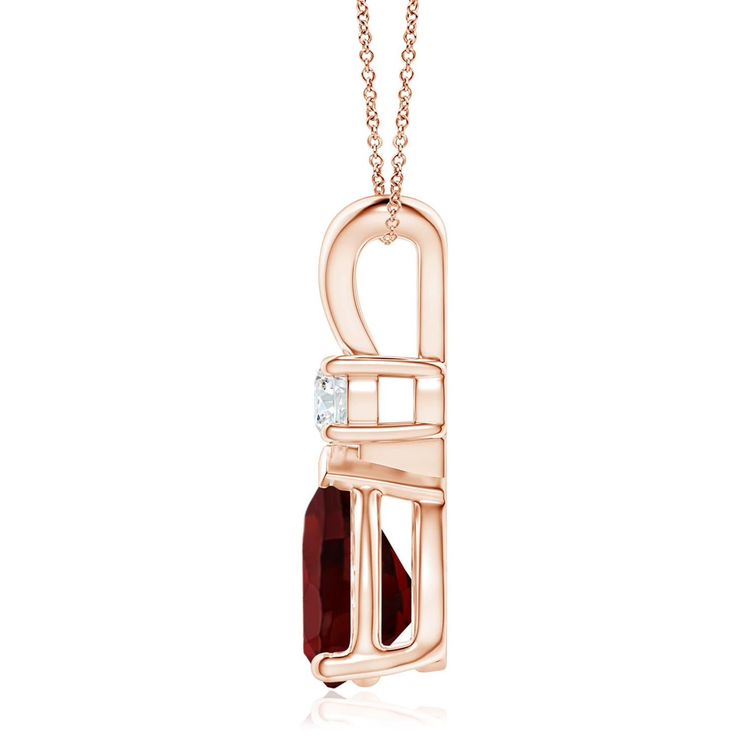 Natürlicher 3,5 Karat Granat-Tropfen-Anhänger mit Diamant in 14K Roségold (Tropfenschliff) im Angebot