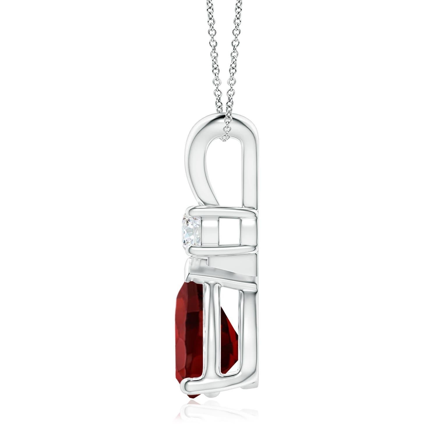 Pear Cut Natural 3.5ct Garnet Teardrop Pendant with Diamond in 14K White Gold For Sale