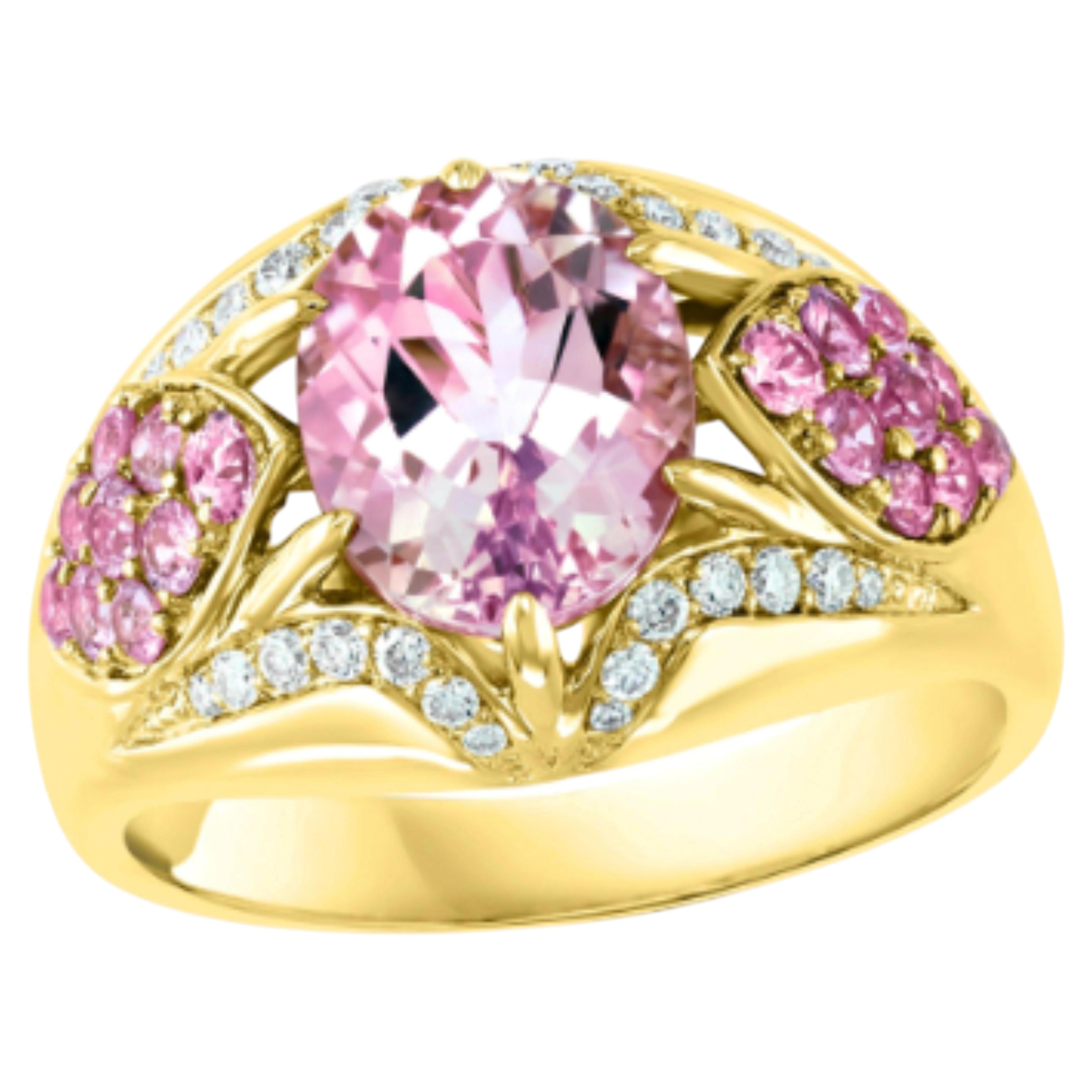 Designer 18K Rose Gold Morganite Ring with 0.50ct Diamond Halo