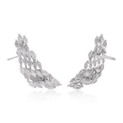 Nature 3.6 Carat Marquise Diamond Ear Cuff Earrings 14 Karat White Gold Jewelry